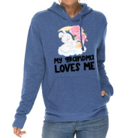 Rabbit Bunnies Pink Roses Grandma Loves Me Lightweight Hoodie | Artistshot