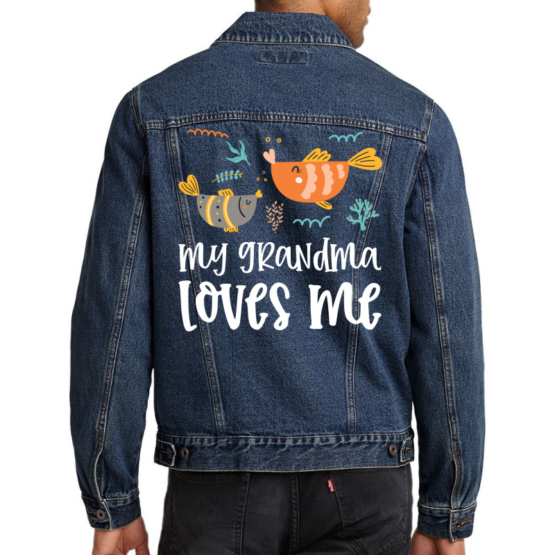 Fish Grandma Loves Me Men Denim Jacket by CueTrendyFinds | Artistshot