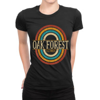 Vintage Retro Oak Forest Illinois Il Women Men Souvenirs T Shirt Ladies Fitted T-shirt | Artistshot