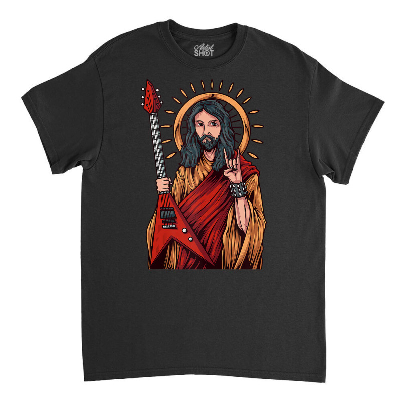 Jesus Playing Heavy Metal Guitar Tank Top Classic T-shirt by adam.troare | Artistshot