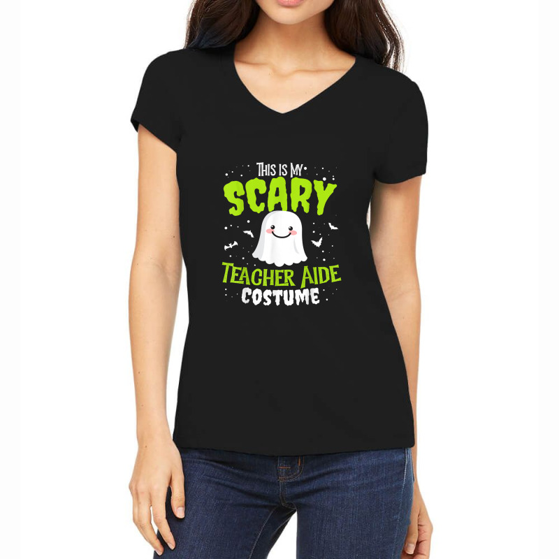 Funny Halloween This Is My Scary Teacher Aide Custome Women's V-Neck T-Shirt by JennetteMichelleBrink | Artistshot