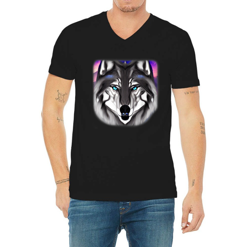 Wolf Head Design Art Predator Face Imprint With Wild Animal T Shirt V-Neck Tee by jessamynb4pru | Artistshot