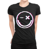 Raver Smiley Rave Techno Glitch Effect Instrumental Tank Top Ladies Fitted T-shirt | Artistshot