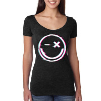 Raver Smiley Rave Techno Glitch Effect Instrumental Tank Top Women's Triblend Scoop T-shirt | Artistshot