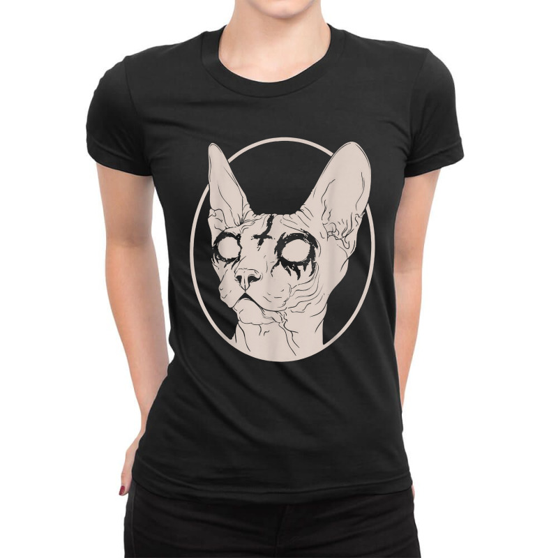 Death Metal Sphynx Cat, Satanic Clothing For Men Women T Shirt Ladies Fitted T-Shirt by TeaMenShop | Artistshot