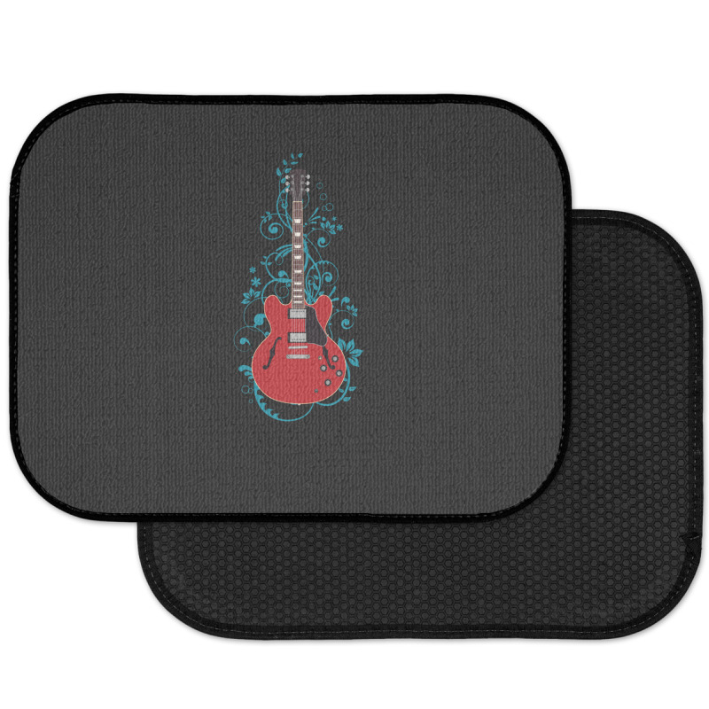 Red Semihollow Electric Guitar Flowering Vines 1 Rear Car Mat | Artistshot