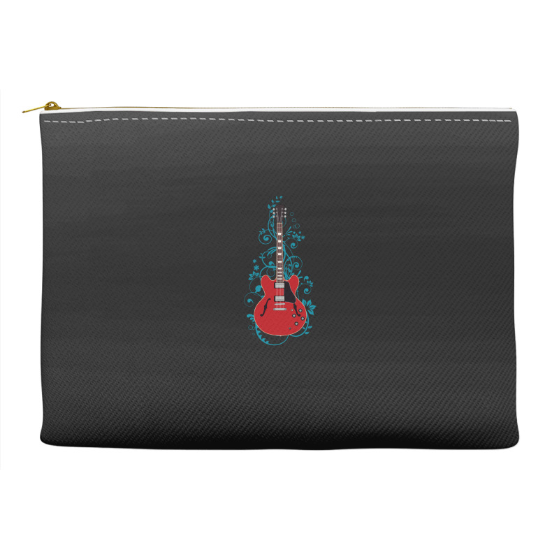 Red Semihollow Electric Guitar Flowering Vines 1 Accessory Pouches | Artistshot