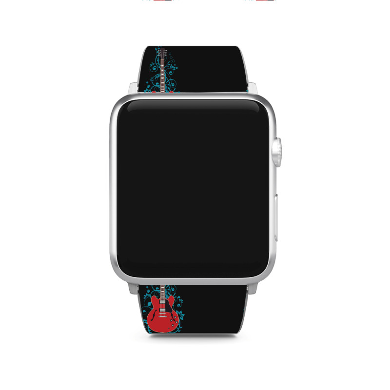 Red Semihollow Electric Guitar Flowering Vines 1 Apple Watch Band | Artistshot