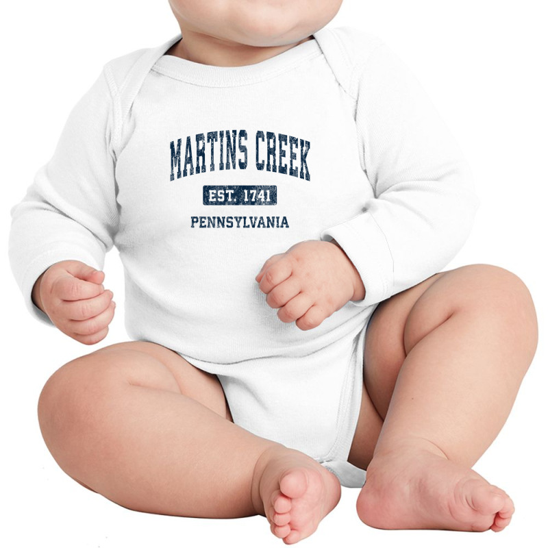 Martins Creek Pennsylvania Pa Vintage Athletic Sports Design Long Sleeve Baby Bodysuit | Artistshot