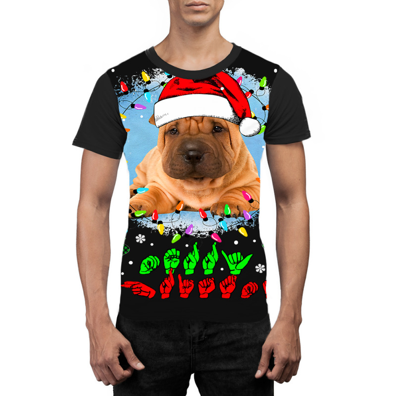 Merry Christmas Hands Sign Language Santa Shar Pei Lover154 Graphic T-shirt by SCOTTALLENZ | Artistshot