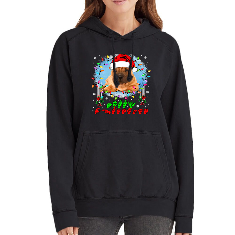 Merry Christmas Hands Sign Language Santa Shar Pei Lover154 Vintage Hoodie by SCOTTALLENZ | Artistshot