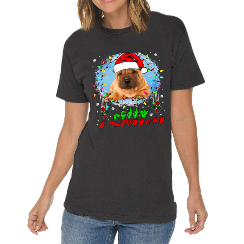 Merry Christmas Hands Sign Language Santa Shar Pei Lover154 Vintage T-Shirt by SCOTTALLENZ | Artistshot