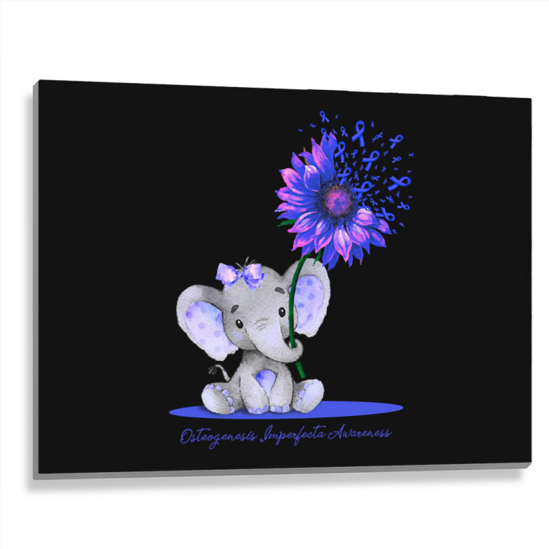 Limited Edition Osteogenesis Imperfecta Awareness Cute Elephant Sunflo Metal Print Horizontal | Artistshot