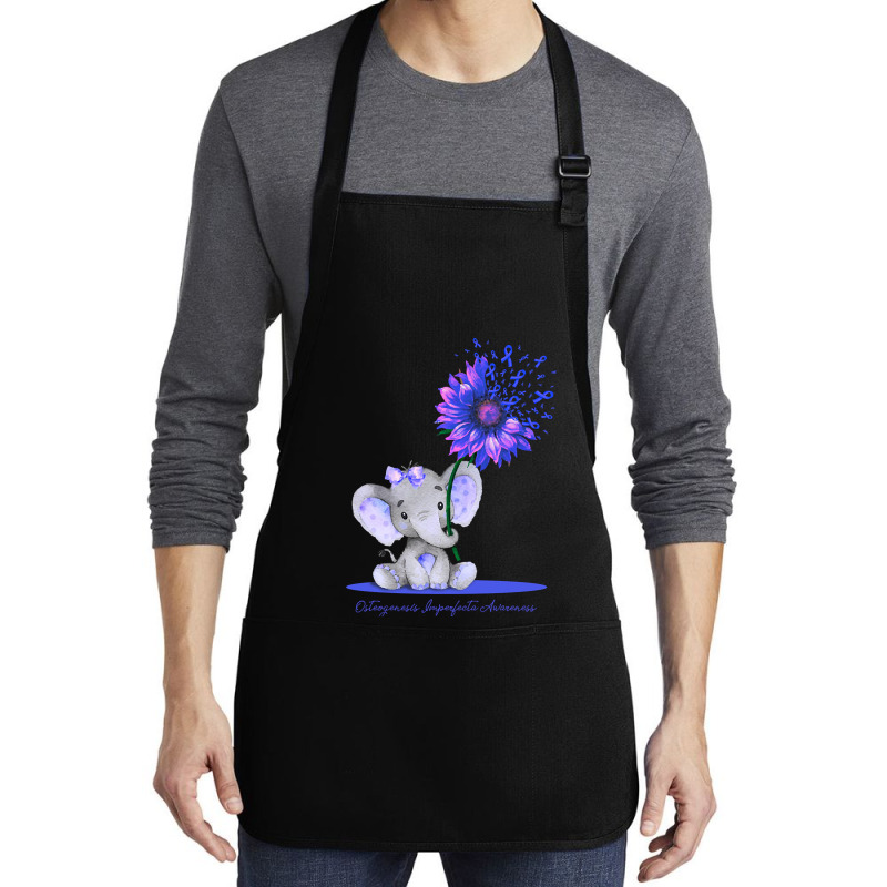 Limited Edition Osteogenesis Imperfecta Awareness Cute Elephant Sunflo Medium-length Apron | Artistshot