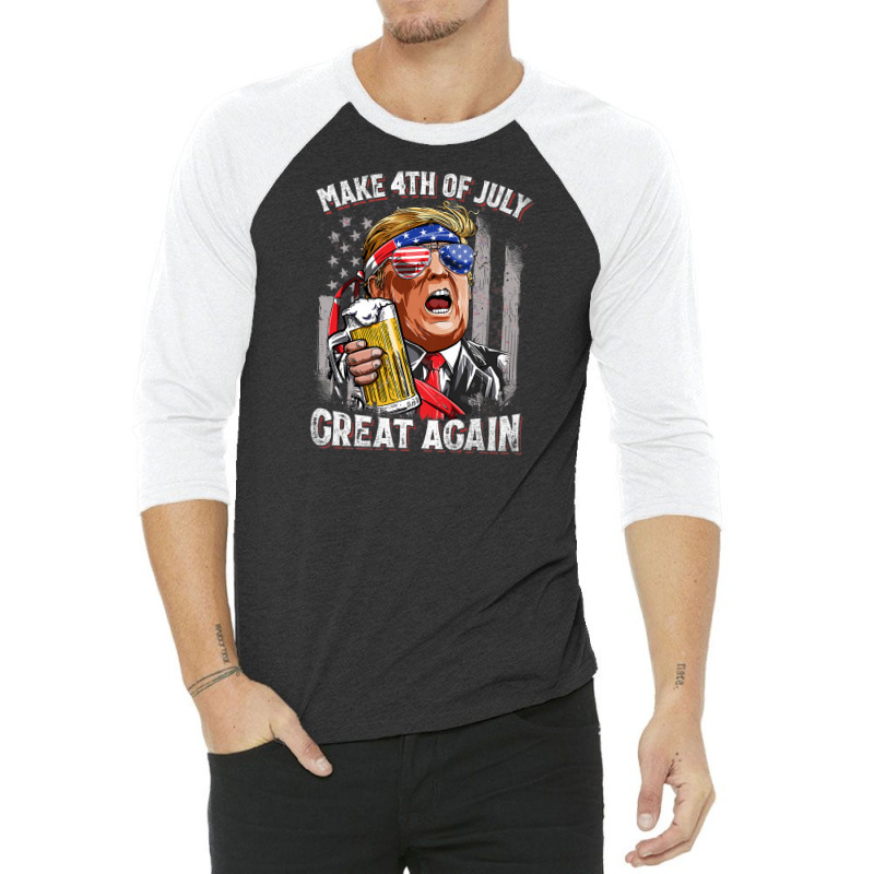 Make 4th Of July Great Again Trump Beer Shirts 3/4 Sleeve Shirt | Artistshot