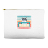 Retro Synthesizer Keyboard Music Producer Cat Lover T Shirt Accessory Pouches | Artistshot