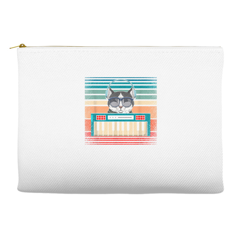 Retro Synthesizer Keyboard Music Producer Cat Lover T Shirt Accessory Pouches | Artistshot