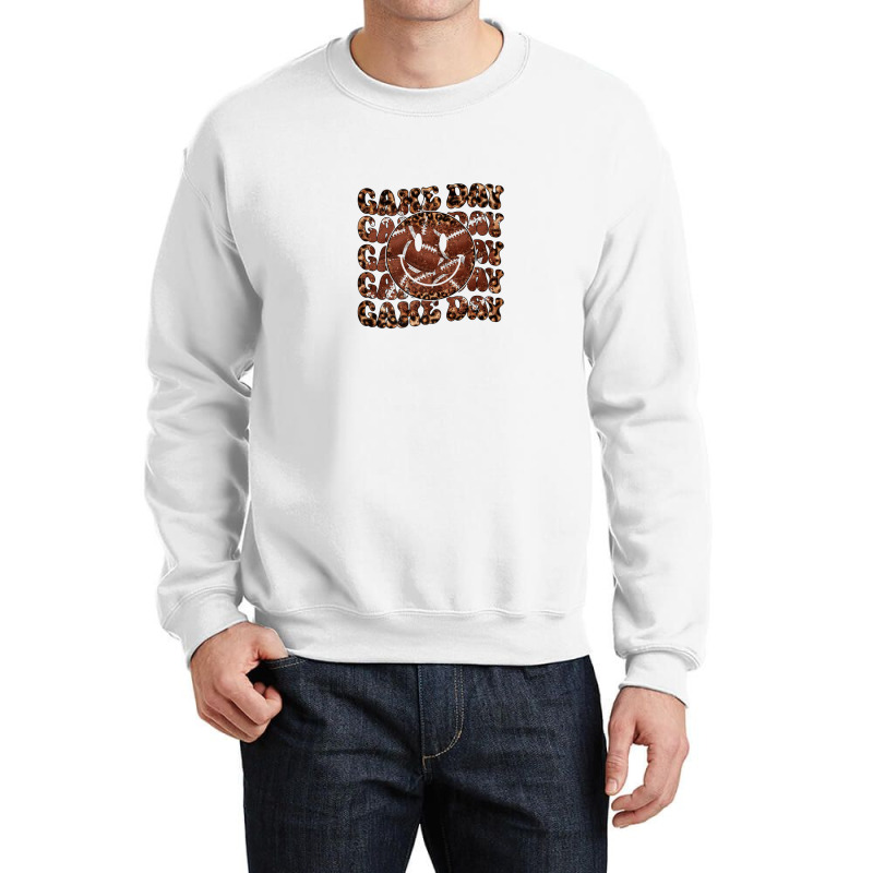 Cute Retro Wavy Game Day Football Leopard Print Crewneck Sweatshirt | Artistshot