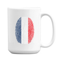 French Fingerprint France Flag Dna Cute Patriotic 15 Oz Coffee Mug | Artistshot