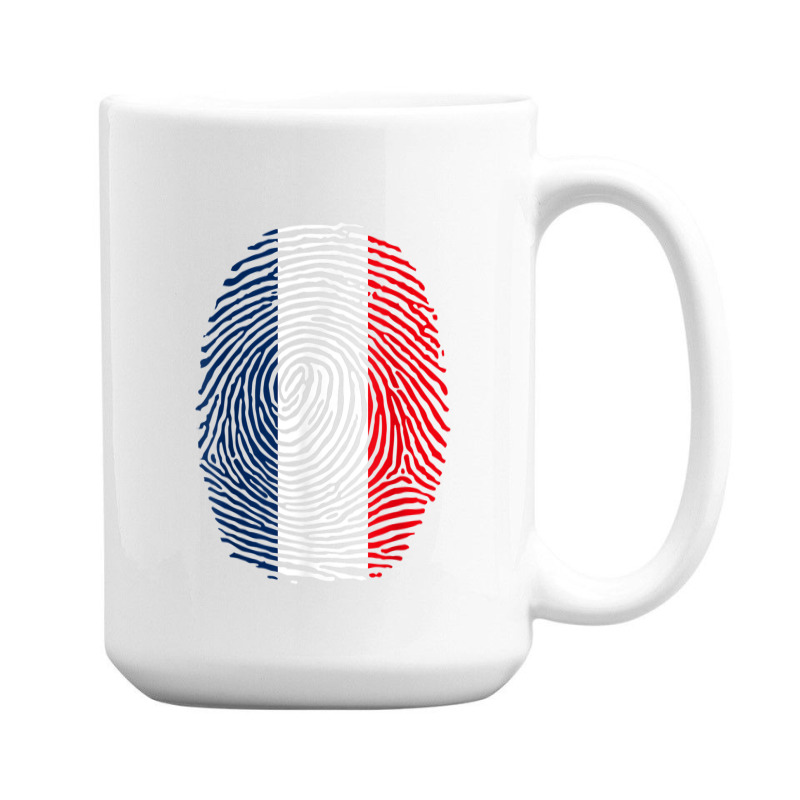 French Fingerprint France Flag Dna Cute Patriotic 15 Oz Coffee Mug by JosephWDaniels | Artistshot