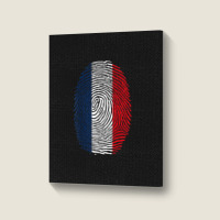 French Fingerprint France Flag Dna Cute Patriotic Portrait Canvas Print | Artistshot