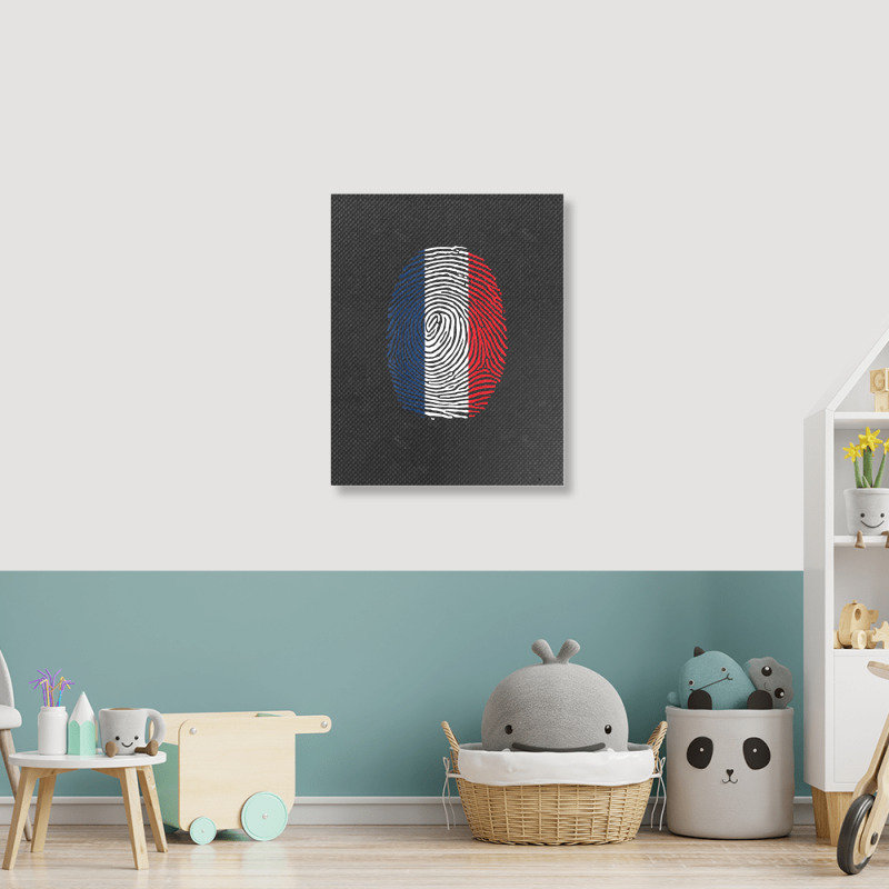 French Fingerprint France Flag Dna Cute Patriotic Portrait Canvas Print by JosephWDaniels | Artistshot