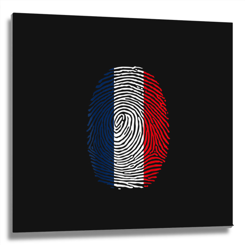 French Fingerprint France Flag Dna Cute Patriotic Metal Print Square by JosephWDaniels | Artistshot