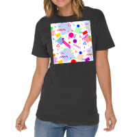 1980s Retro Geometric Confetti On A White Background Large Sized Repea Vintage T-shirt | Artistshot