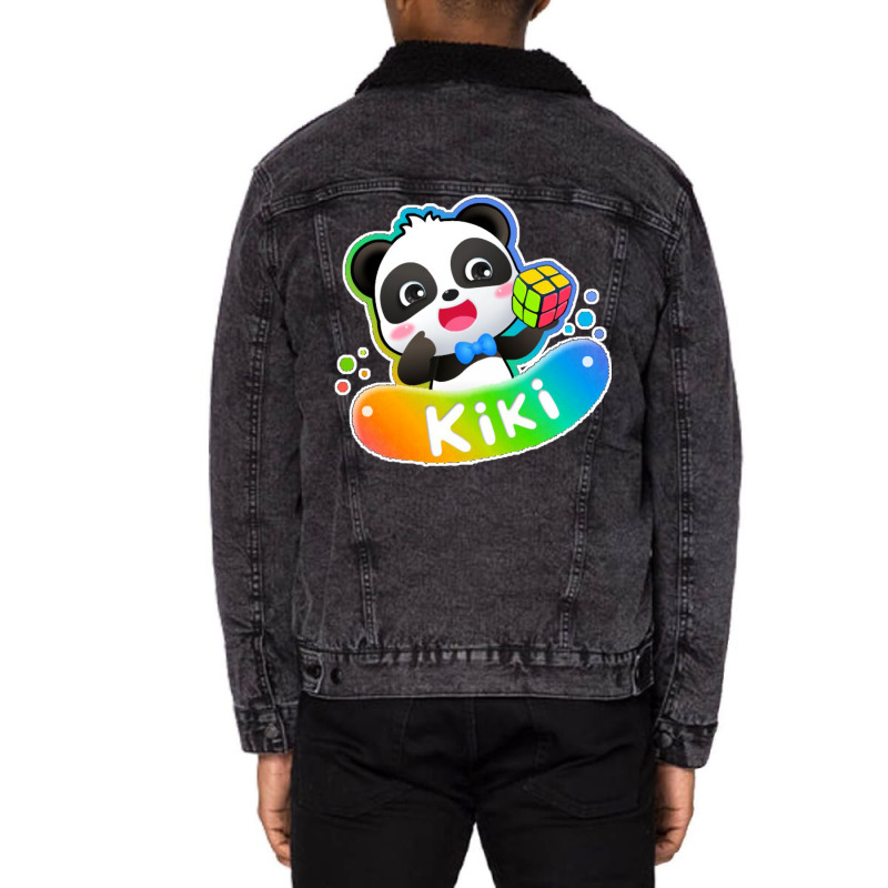 Kiki Panda Unisex Sherpa-Lined Denim Jacket by racidaniritx | Artistshot