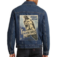 Maltese Falcon Vintage French Movie Poster Humphrey Bogart Men Denim Jacket | Artistshot