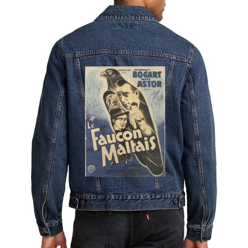 Maltese Falcon Vintage French Movie Poster Humphrey Bogart Men Denim Jacket by BrentBir | Artistshot