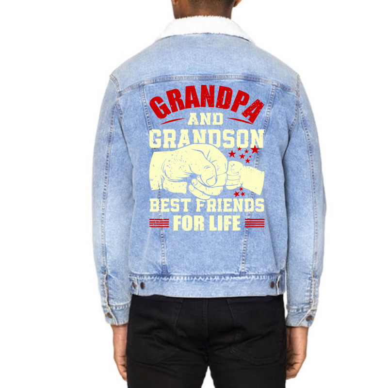 Grandpa & Grandson Best Friends For Life Grandad Grandpa Unisex Sherpa-lined Denim Jacket | Artistshot