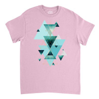 Geometric Triangle Compilation In Teal, Aqua And Rose Gold Classic T-shirt | Artistshot