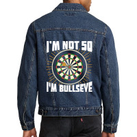 Im Not 50 Im Bullseye Darts Player Birthday Gift Men Denim Jacket | Artistshot