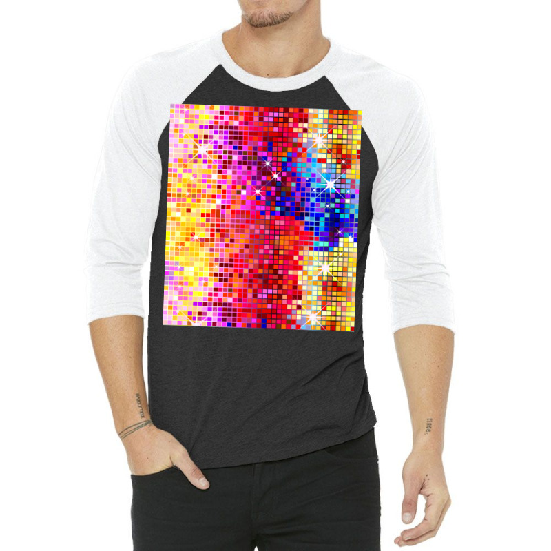 Image Of Metallic Colorful Sequins Lookdisco Ball Image Glitterpattern 3/4 Sleeve Shirt | Artistshot