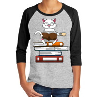 Trending Cat Kitty Reading Books Coffee Youth 3/4 Sleeve | Artistshot