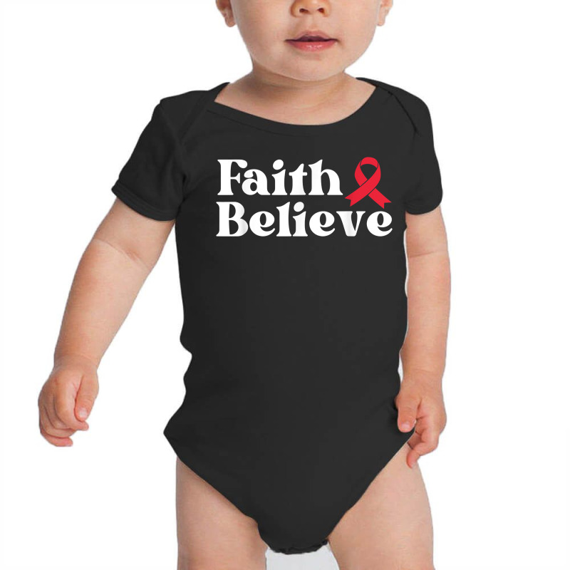 World Aids Day Red Ribbon Faith Believe Aids Support Gifts T Shirt Baby Bodysuit by noelenedh2mar | Artistshot