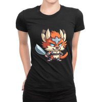 Chibi Fox Dd Barbarian Class Dnd Animal Classes Collection Ladies Fitted T-shirt | Artistshot