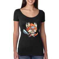 Chibi Fox Dd Barbarian Class Dnd Animal Classes Collection Women's Triblend Scoop T-shirt | Artistshot