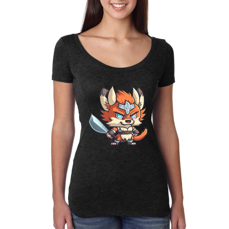 Chibi Fox Dd Barbarian Class Dnd Animal Classes Collection Women's Triblend Scoop T-shirt by LakeshaHughlett | Artistshot