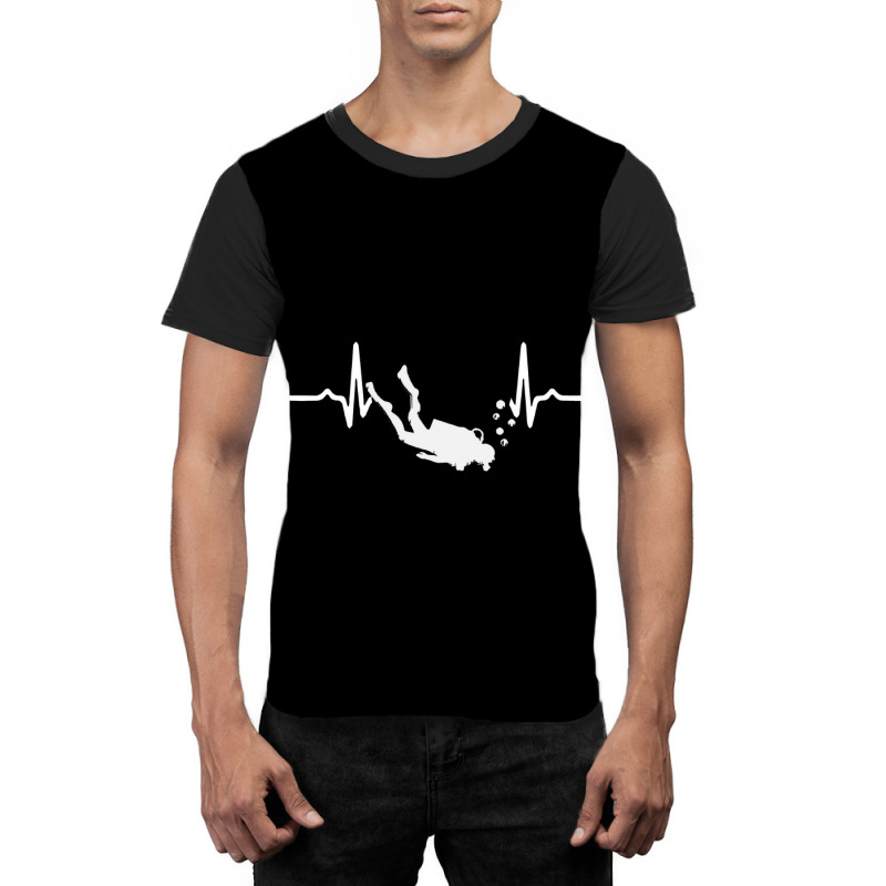 Funny Heartbeat Scuba Diving Lover Birthday Gift Idea Scuba Diver Nurs Graphic T-shirt | Artistshot