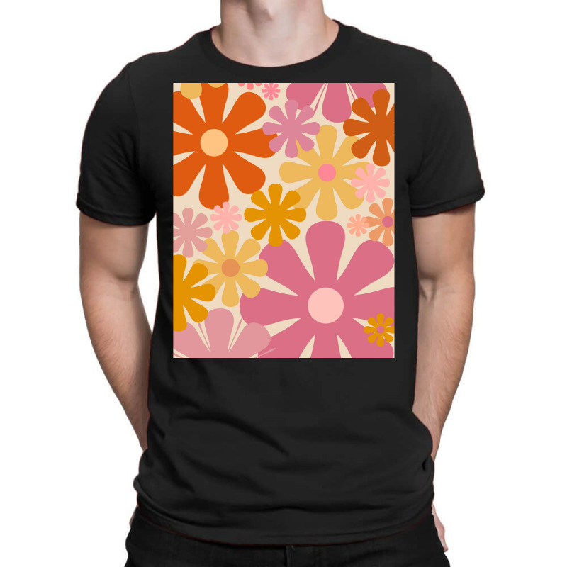 Retro 60s 70s Flowers  Vintage Style Floral Pattern In Thulian Pink, O T-shirt | Artistshot