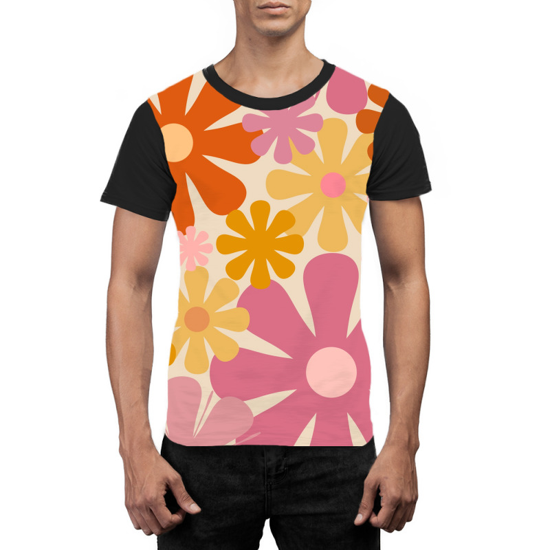 Retro 60s 70s Flowers  Vintage Style Floral Pattern In Thulian Pink, O Graphic T-shirt | Artistshot