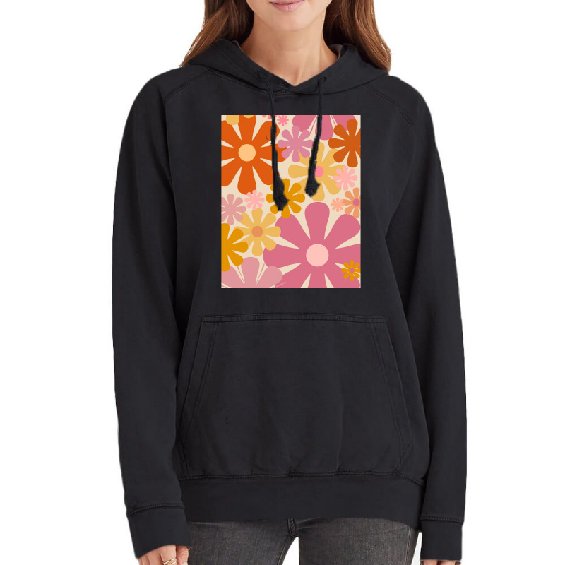 Retro 60s 70s Flowers  Vintage Style Floral Pattern In Thulian Pink, O Vintage Hoodie | Artistshot