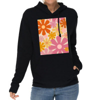 Retro 60s 70s Flowers  Vintage Style Floral Pattern In Thulian Pink, O Lightweight Hoodie | Artistshot