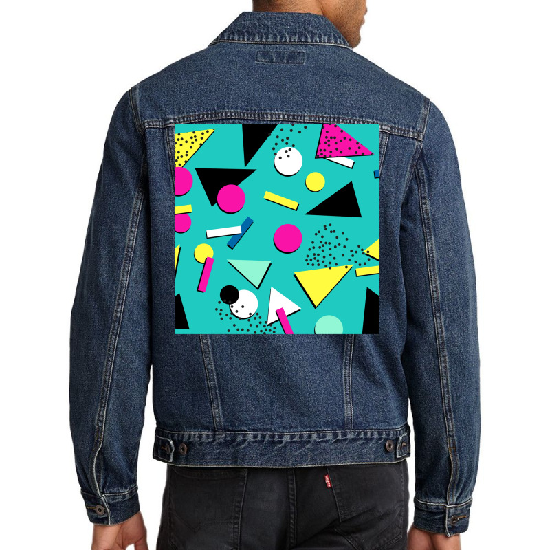 Chips Retro Memphis 80s 90s Design Chiffon Top Men Denim Jacket by omakatetterl | Artistshot