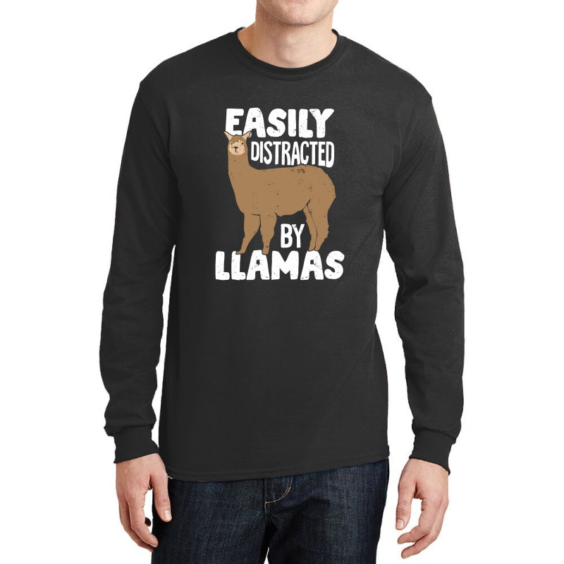 Easily Distracted By Llamas Animal Lover Gift Long Sleeve Shirts | Artistshot