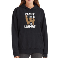 Easily Distracted By Llamas Animal Lover Gift Vintage Hoodie | Artistshot