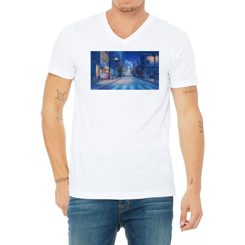 Night Anime V-neck Tee | Artistshot