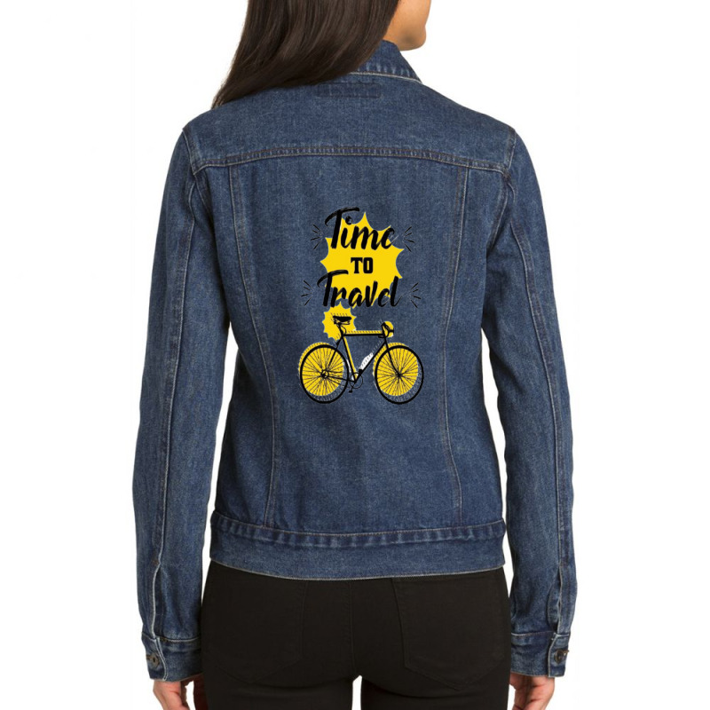 Time To Travel Ladies Denim Jacket by yenalsardao | Artistshot